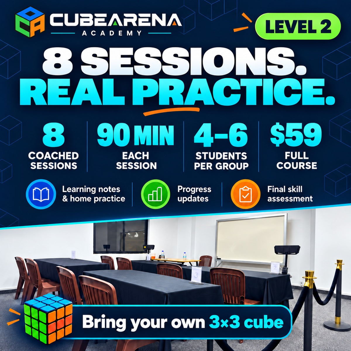 CubeArena Classes — ថ្នាក់រៀន 3×3 Speedcubing | កម្រិត 2
