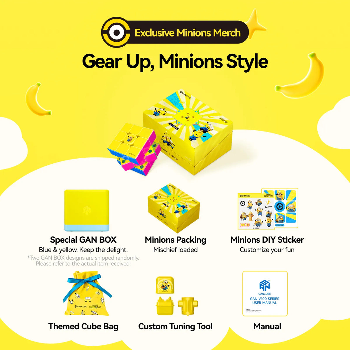 GAN V100 3x3 (Magnetic, MagLev, Core Magnets, UV Coated) - Minions Edition