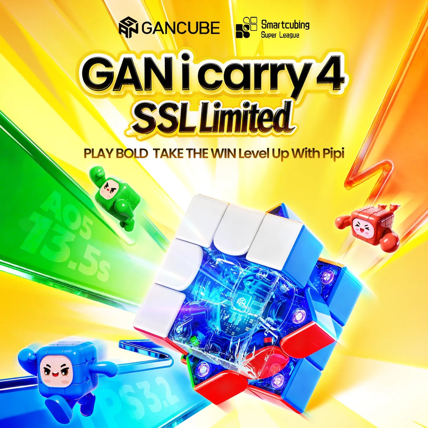 GAN i Carry 4 3x3 (Magnetic, UV Coated) - SSL Limited, Bluetooth Smart Cube