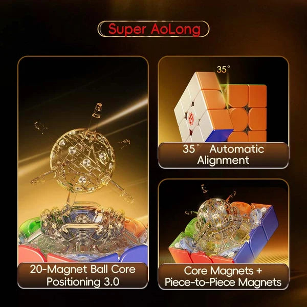 Super Aolong 3X3 19th Anniversary Edition Magnetic - (Magnetic, MagLev, 20-Magnet Ball-Core, UV Coated)