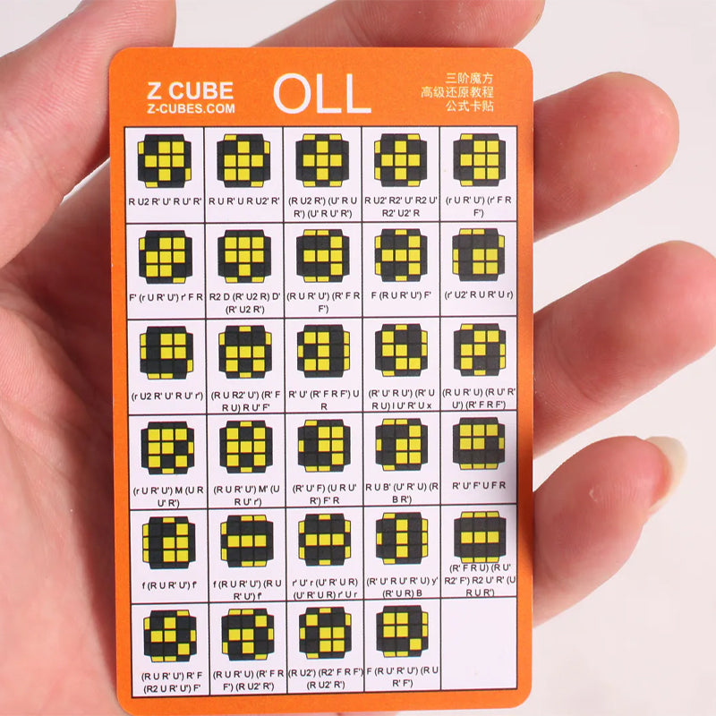 (1 Set 3 Cards) - Z-Cube CFOP Algorithm Card Set (PVC Plastic Edition) F2L PLL OLL