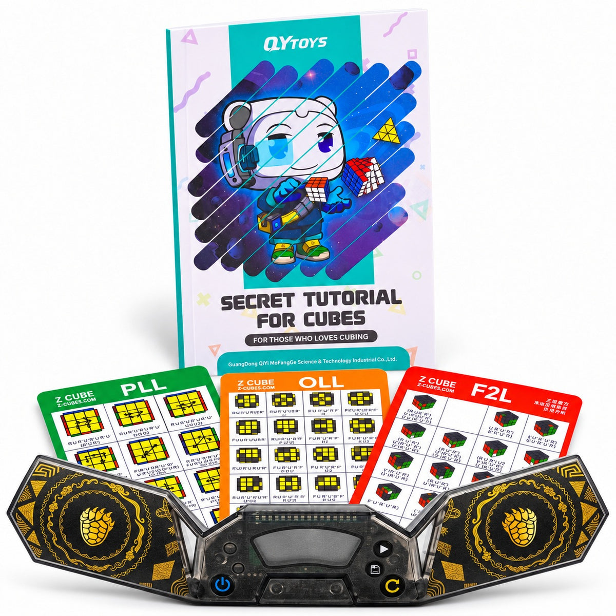 Timer + Secret Tutorial Book + Z-Cube CFOP Algorithm Card Set (PVC Plastic Edition) F2L PLL OLL