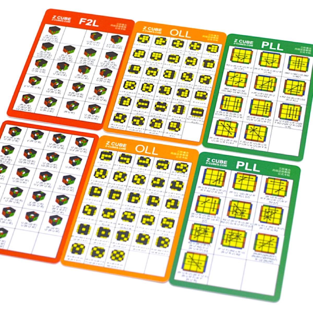 (1 Set 3 Cards) - Z-Cube CFOP Algorithm Card Set (PVC Plastic Edition) F2L PLL OLL