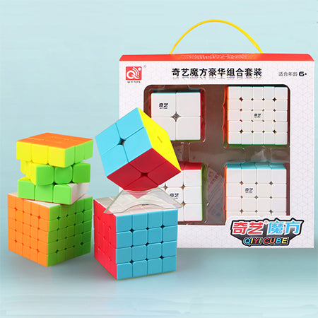Qiyi Bundle 4in1 Knight 2x2 3x3 4x4 5x5 Stickerless
